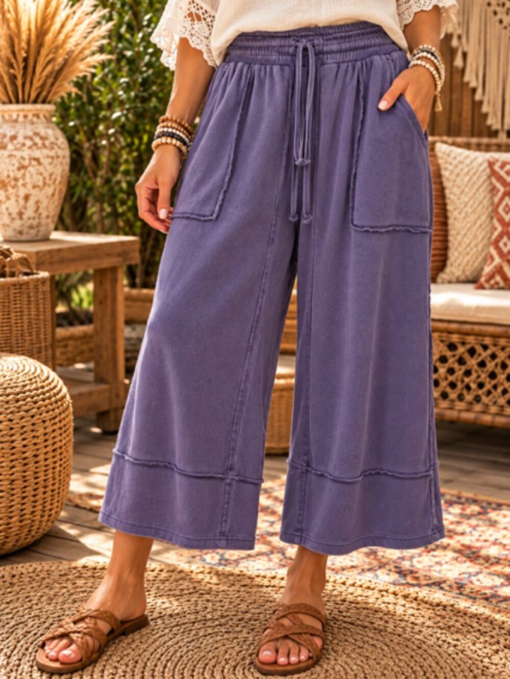 Blue Velvet Cropped Pants Size Large
